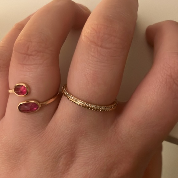 Pandora lucky bottle cap ring set! 14K gold plated and 925 silver Size 7 US - Picture 4 of 14